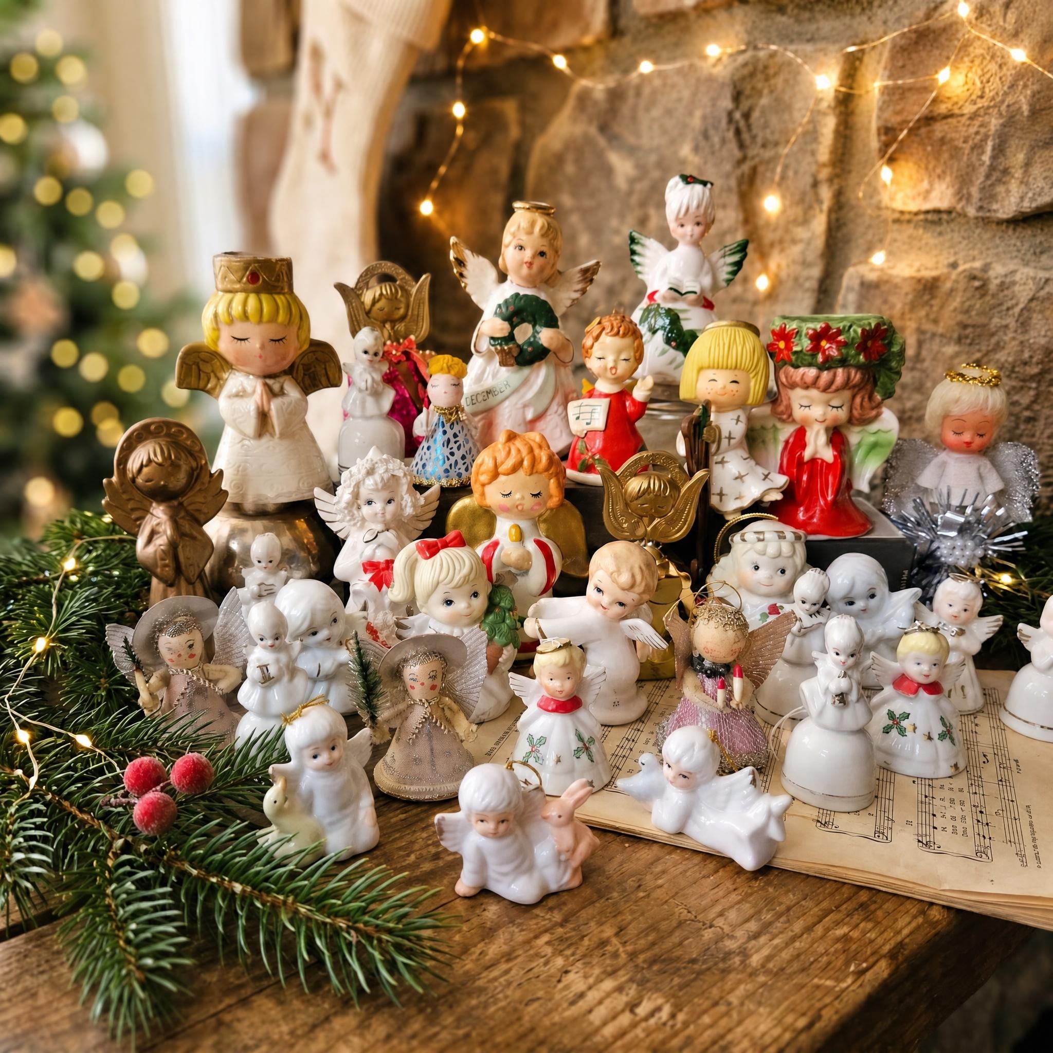 Vintage Christmas Angel Figurines, Ornaments, & Bells (as-is) - Etsy