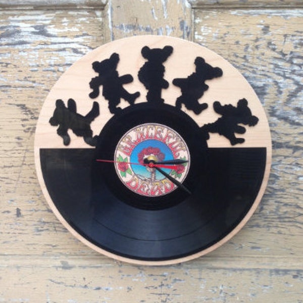 Red vinyl Re-purposed, recycled Vinyl Record -  GRATEFUL DEAD Dancing Bears