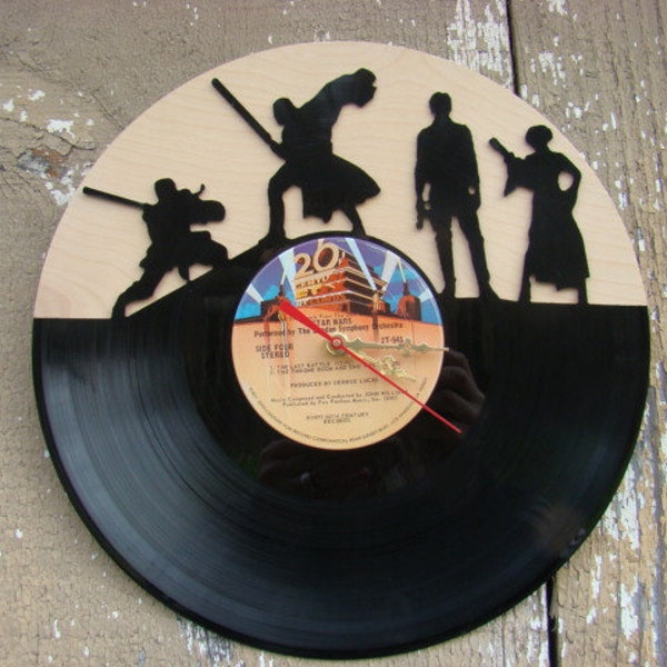 Re-purposed, recycled Vinyl Record -  Star Wars Vinyl Clock -