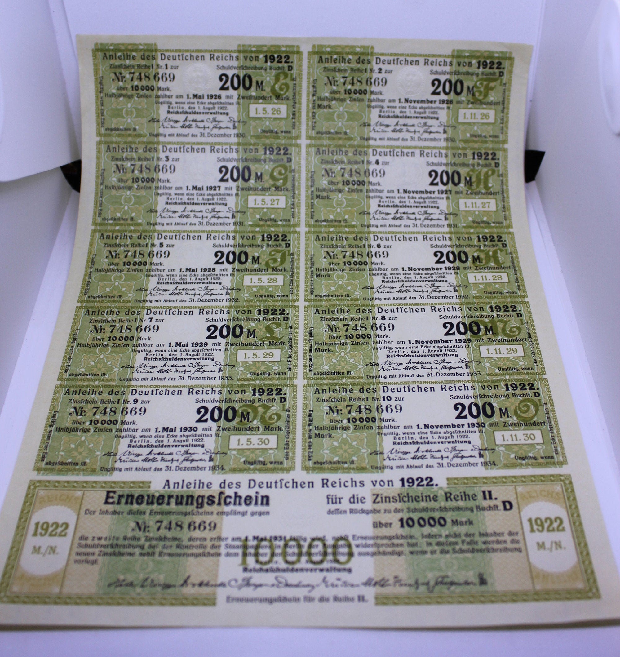 1922 German Bond Certificate 8 x 11 inches Embossed Seal Etsy