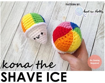 PATTERN: No Sew Amigurumi Crochet Pattern, Hawaiian Shave Ice, Shaved Ice, Snow Cone