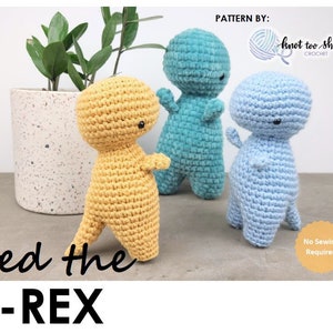 PATTERN: No Sew Amigurumi Crochet Pattern, Ted the T-Rex Plush , Amigurumi Pattern, Crochet Pattern, Crochet Dinosaur