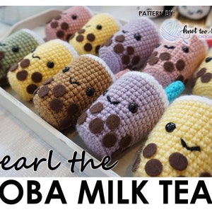 PATTERN: Amigurumi Crochet Pattern, Pearl the Boba Milk Tea, PDF Digital Download, Amigurumi Pattern, Crochet Pattern