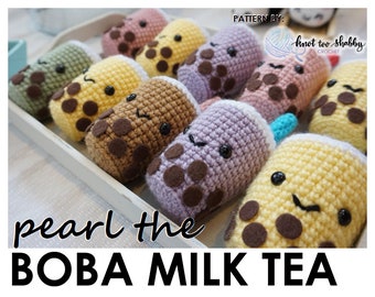 PATTERN: Amigurumi Crochet Pattern, Pearl the Boba Milk Tea, PDF Digital Download, Amigurumi Pattern, Crochet Pattern