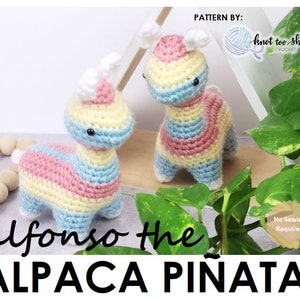PATTERN: No Sew Amigurumi Crochet Pattern, Alfonso the Alpaca Llama Pinata Plush , Amigurumi Pattern, Crochet Pattern