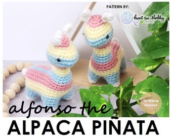 PATTERN: No Sew Amigurumi Crochet Pattern, Alfonso the Alpaca Llama Pinata Plush , Amigurumi Pattern, Crochet Pattern