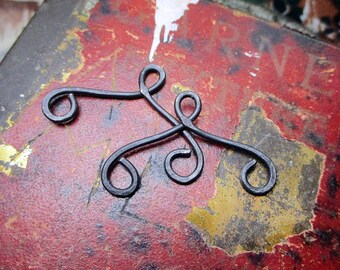 Wire Earring Connectors | 1 Pair | 2 Rustic Components for Chandelier Earrings | Curvy Oxidized Steel Boho HWire Hanger Connectors | chno1
