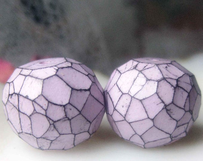 Faceted Polymer Clay Bead Pair - 2 Rustic Faceted Blockish Rounds ...