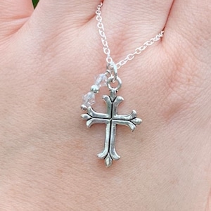 cross necklace with Austrian crystals sterling silver plated