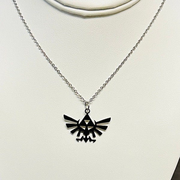 The Legend of Zelda Hylian Shield crest symbol pendant necklace stainless steel