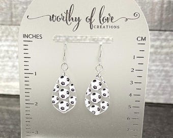 Boucles d'oreilles ballon de football en acier inoxydable et acrylique
