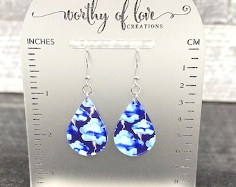 Pendientes Nube de Tormenta de acero inoxidable y acrílico