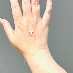 Sterling Silver Fire Opal Cross Necklace: Delicate Chain