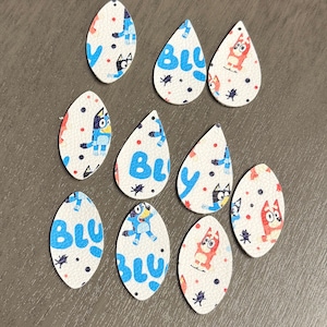 Blue dog and sister inspired faux leather pre cuts, faux leather diy earring blanks, diy earrings, earring blanks