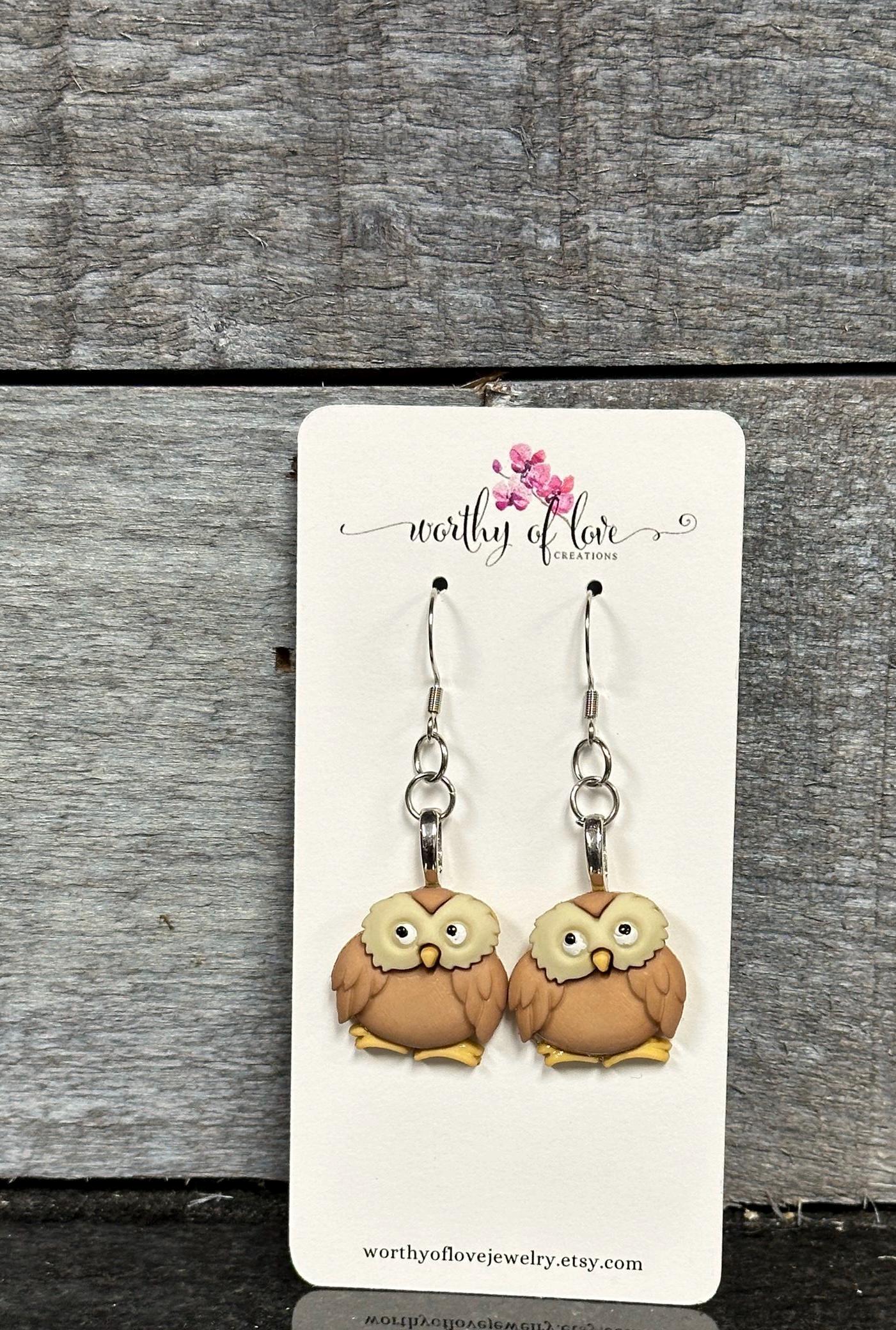Owl earrings stainless steel
