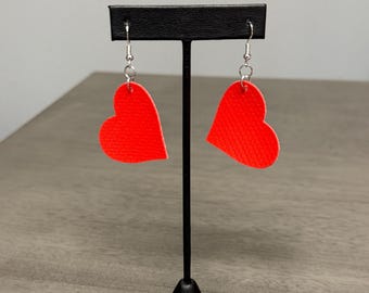 Red Heart Valentine’s Day faux leather earrings stainless steel
