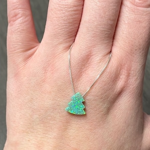 Pine Tree Fire Opal sterling silver necklace with box chain
