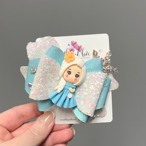 Elsa hair bow clip, ice queen hair bow clip