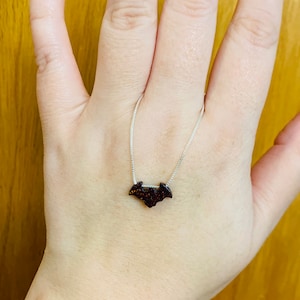 Fire Opal sterling silver bat necklace