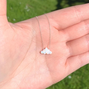 Cloud necklace fire opal sterling silver delicate chain