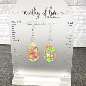 Strawberry earrings stainless steel and acrylic