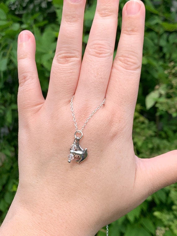 Dove necklace with Swarovski Crystals sterling silver plated