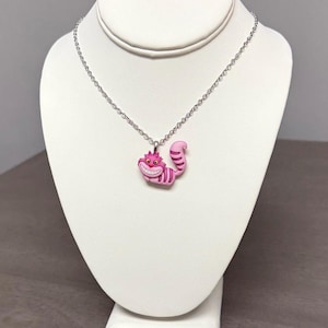 Cheshire cat necklace with stainless steel chain