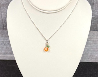Crystal pumpkin necklace with sterling silver plated chain