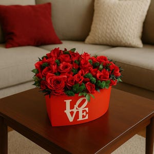 Heart Box Floral Arrangement For Anniversary - For Birthday - Dried Flowers - Home Decoration - Valentine&#39;s Day - Gift