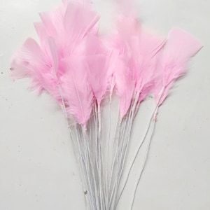 30 x Wunderschöne rosa Marabu Federn verkabelt - Hochwertig - Hochzeiten