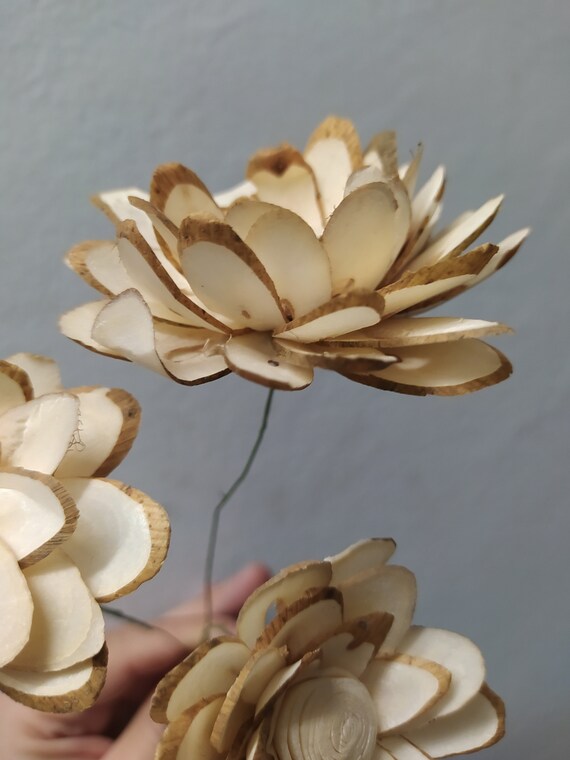 Sola Wood Flower on Wire Stem: Bridal Bouquet Supplies (6cm