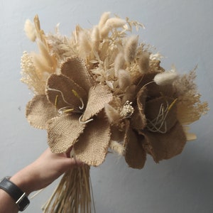 Dried Flower Bouquet with Burlap Amaryllis - Bohemian Wedding Decor