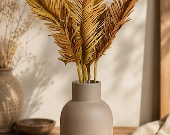 Dried Cycas Palm Leaves | 5 Stemmed Fronds, 50cm | Natural Tropical Boho Vase Decor