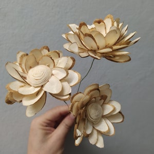 Sola Wood Flower on Wire Stem: Bridal Bouquet Supplies (6cm)