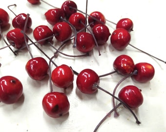 Artificial Cherries - Faux Cherries Decor - For Crafts - Wreaths - Arrangements - Christmas Decor - Pack Of 24