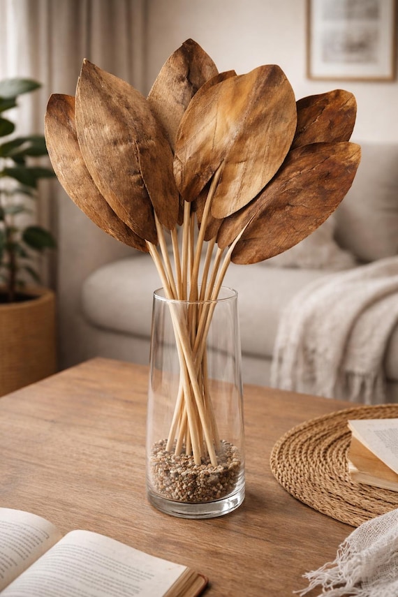 10 x Dried Coco Leaves - Natural Beige - Tropical Rustic Decor - Floral and Wreath Supplies