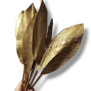 10 x Dried Coco Leaves - Golden Color - Tropical Rustic Decor - Floral Supplies - Christmas