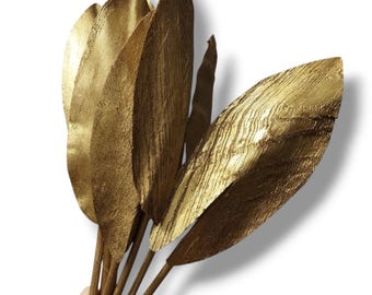 10 x Dried Coco Leaves - Golden Color - Tropical Rustic Decor - Floral Supplies - Christmas