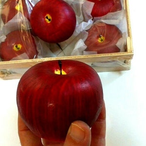 Manzanas rojas artificiales - Frutas de poliestireno - Manzanas rojas simuladas - Decoración del hogar - Paquete de 6 piezas