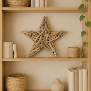 Driftwood Star Wall Decor - Rustic Coastal Wall Art - Natural Wood Star - Beach House Decoration