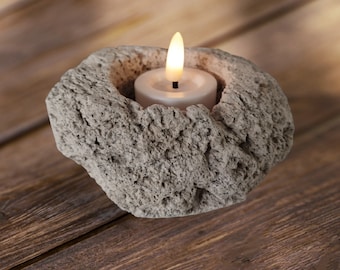Tea Light Pumice Candle Holder - Coastal Cottage - Beach Wedding Decor - Natural Ocean Table Decoration