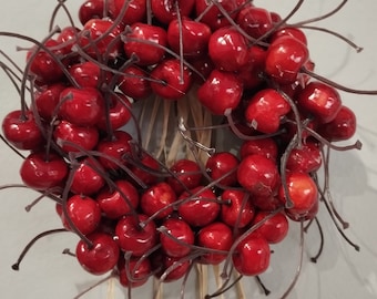 Artificial MINI Red Cherry Wreath - Cherry Wreath - Christmas Wreath - Spring Wreath - Gift