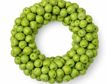 Corona de manzana verde artificial - Decoración navideña primaveral (35 cm)