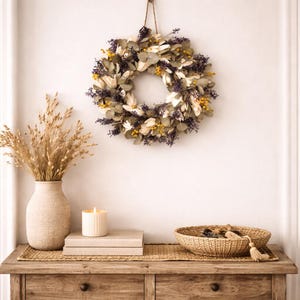 Corona de flores secas – Retama, Sola, Mimosa, Eucalipto – Decoración rústica para puerta de casa de campo imagen 6