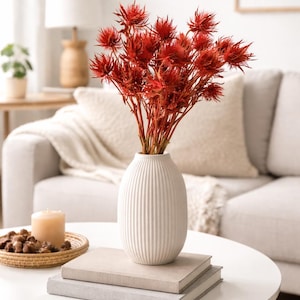 Dried Red Eryngium Thistle Bunch: Wedding Bouquet Decor