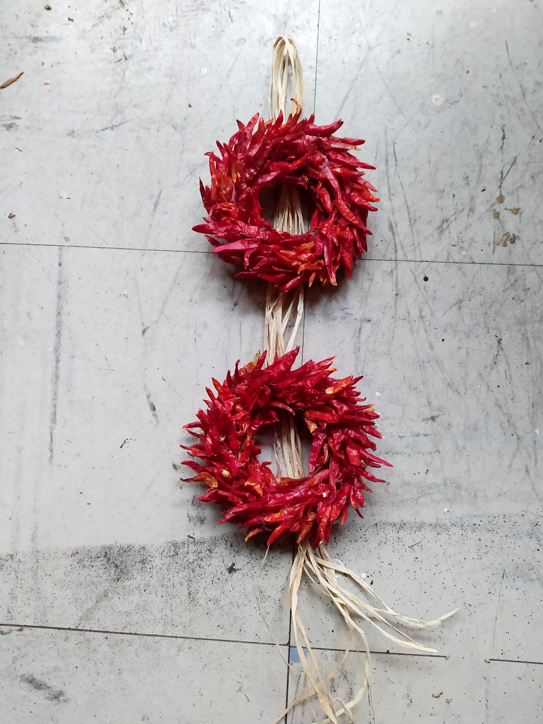 TINY DUO Red Hot Chili Pepper Wreath Dried Chili Pepper Wreath Kitchen