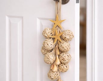 Bola de Kamboi Costera y Estrella de Mar para Colgar en la Pared: Decoración Náutica Bohemia con Estilo Playero