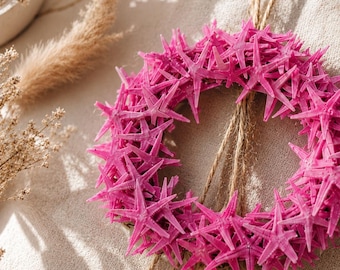 Pink Mini Starfish Wreath 10cm | Natural Dried Coastal Ornament, Beach Wedding Decor