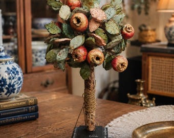 Handmade Pomegranate Tree Sculpture – Clay & Driftwood Mediterranean Decor (45x20 cm)