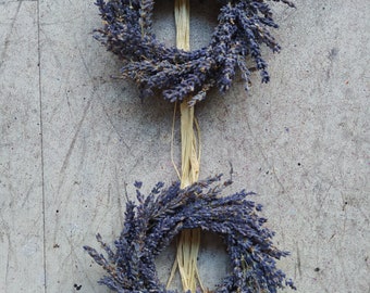 MINI DUO French Lavender Wreaths - Dried Lavender Wreaths - Kitchen Herb Wreaths